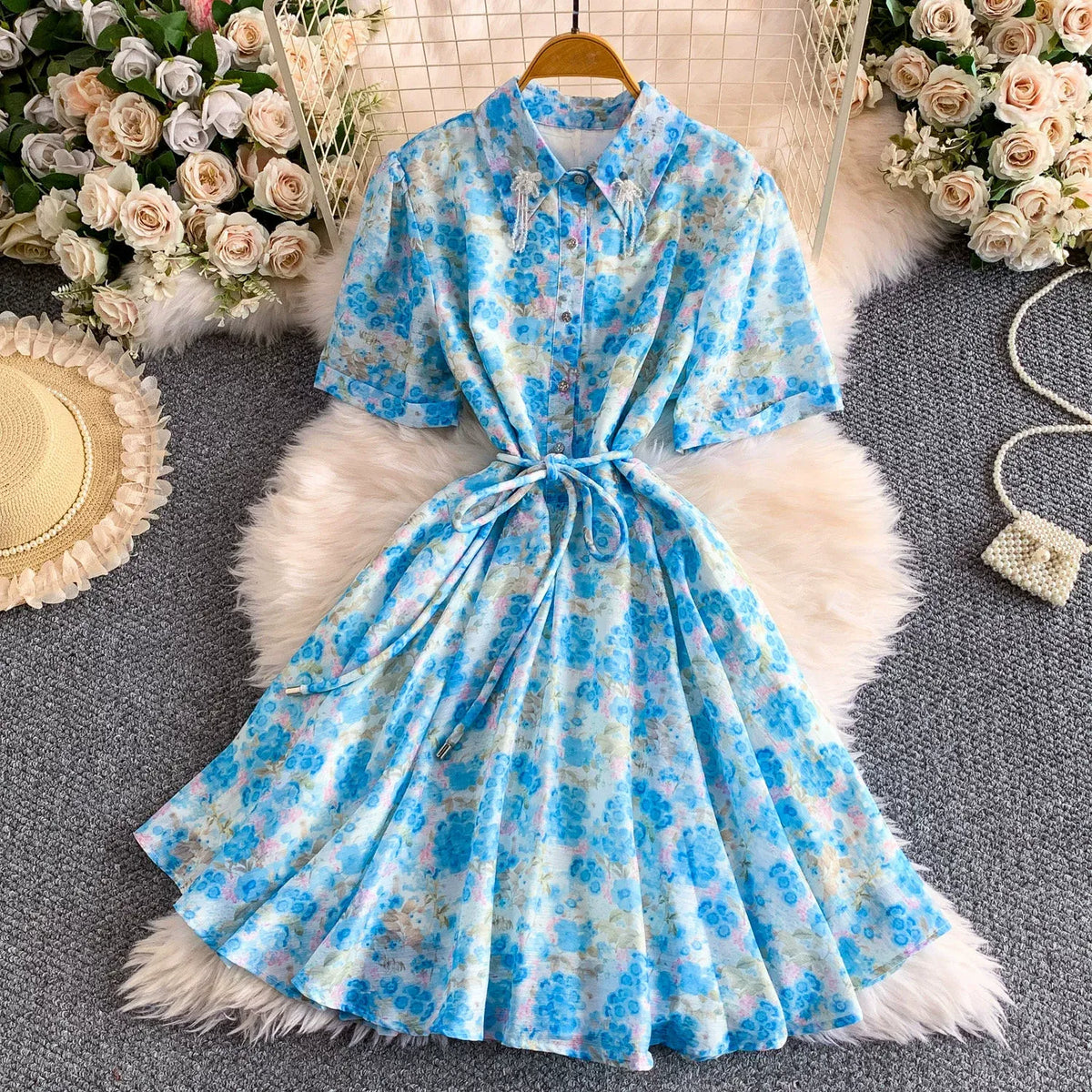 French-style exquisite light luxury age-reducing crystal pendant lapel dress