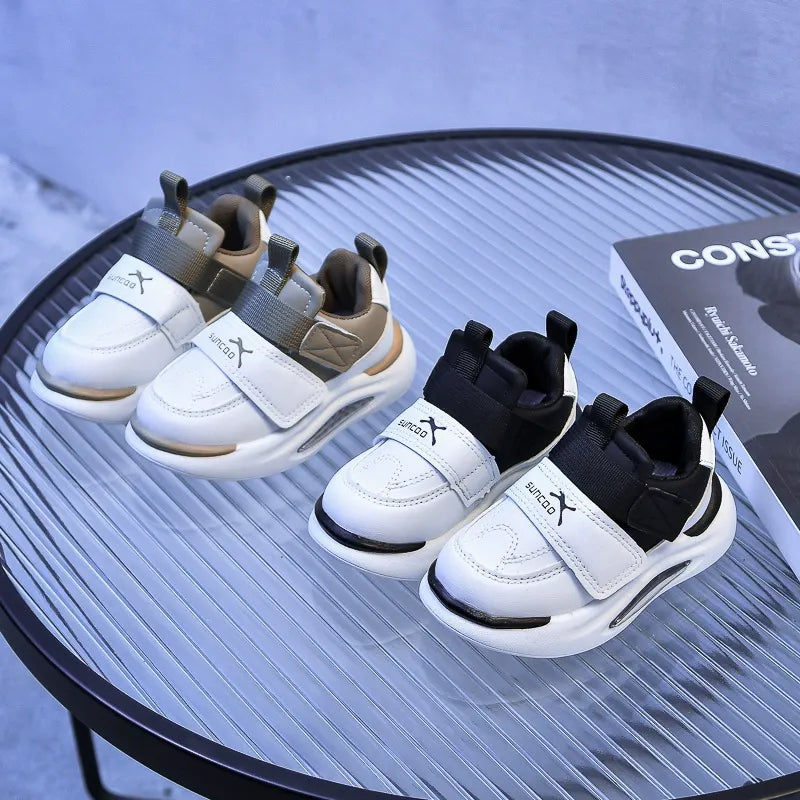 Children's Sports Shoes 2026 Korean Version Spring Leather Soft-Soled Dad Shoes