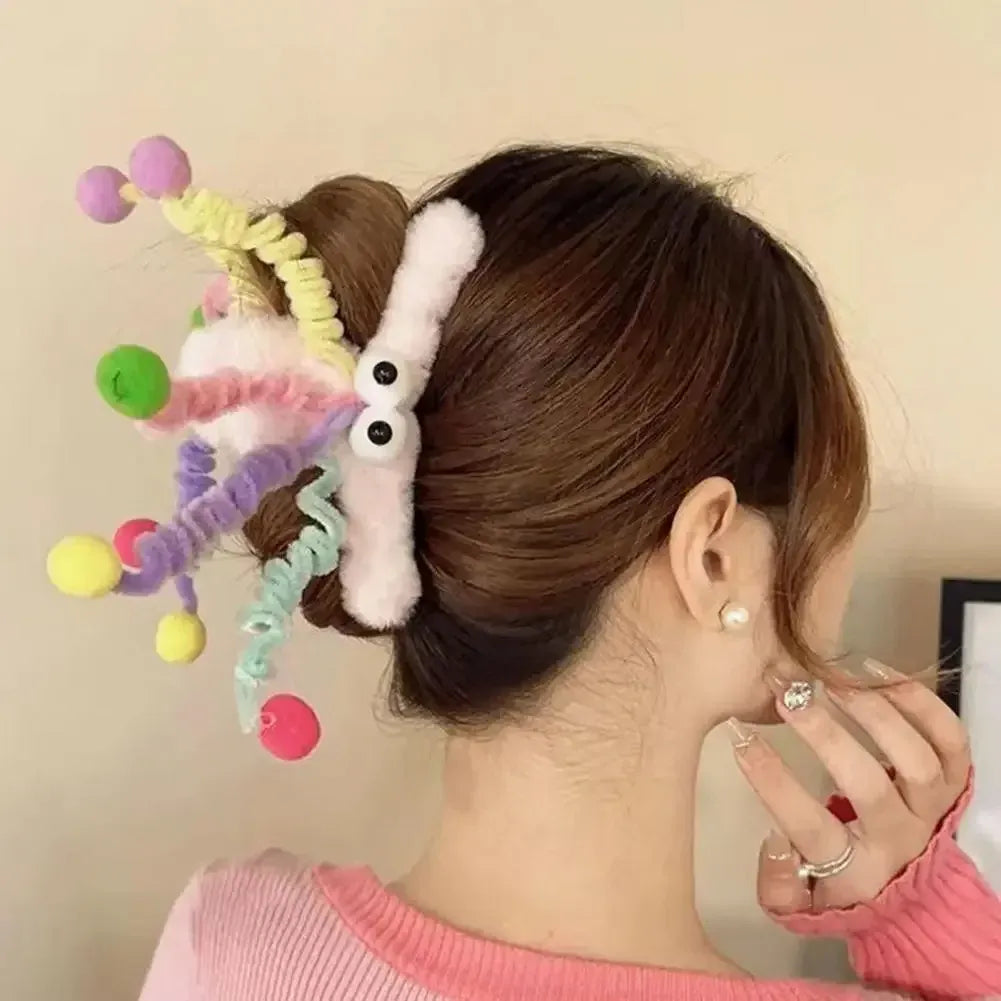 Clip Hair Accessory Thick Hair-Claw Clip Fluffy Plush Hairs Claw Clips for Girls Thick Hair Strong Hold Barrettes