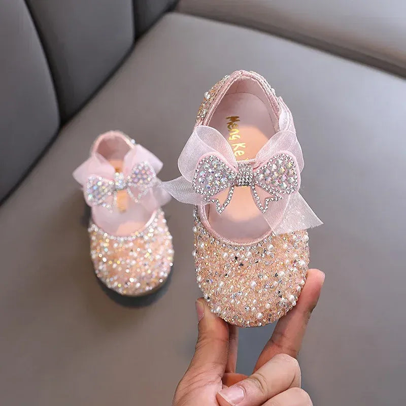 Rhinestone Sequins Girls Princess Shoes Children Party Dance Shoes Student Spring Autumn New Flats Kids Performance Shoes