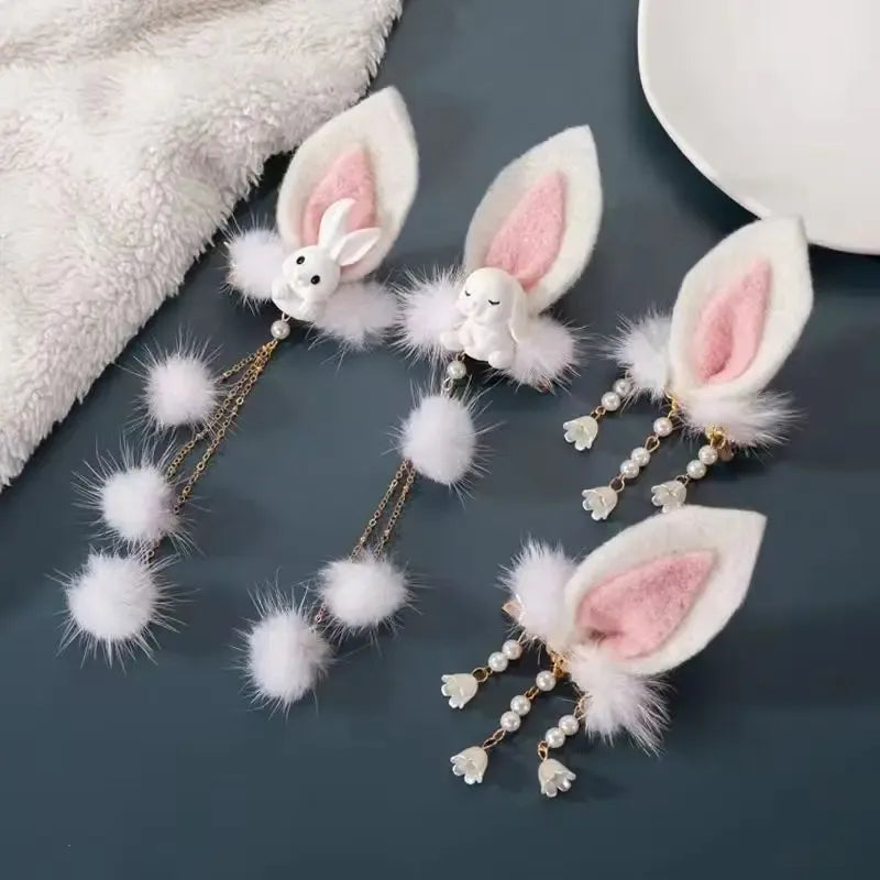 Children's Hairball Little Rabbit Hair Clip Hanfu Headwear Ancient Style Costume Hairball Pair Clip