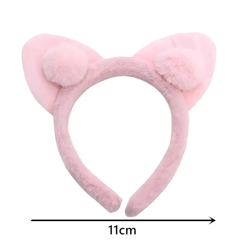 Hair Band Female Wash Face Cat Ears Headband Net Red Simple Cute Girl Heart Wide-brimmed Plush Hair Band Hairpin Head Jewelry