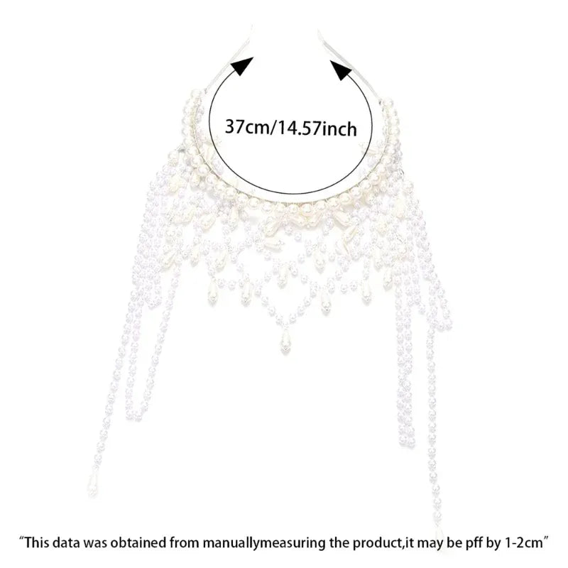 Handmade Imitation Pearls Bridal Hair Chain Elegant Wedding Headpiece Comfortable Headbands For Bride