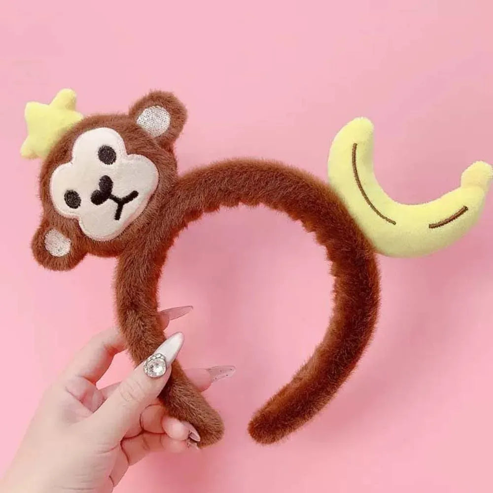 Sweet Hair Accessories Dachshund Hair Hoop Plaid Bow New Year Headwear Red Headband Moon Creative Cartoon Monkey Hairband Girls