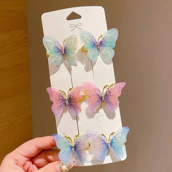 Gradient Color Moving Butterfly Super Fairy Children's Simulated Pearl Butterfly Hairpin